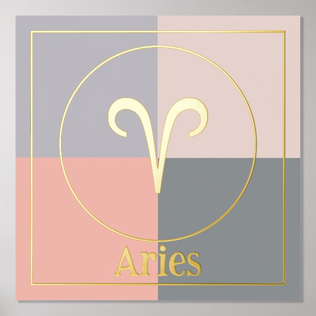 Aries Zodiac Star Sign Gray Pink Gold (Front)