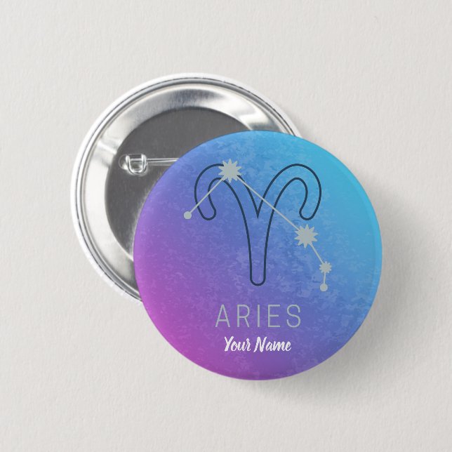 Aries Zodiac Star Sign Horoscope Constellation Button (Front & Back)