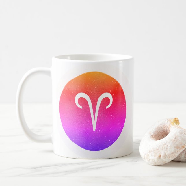 Aries Zodiac Star Sign Modern Coffee Mug (With Donut)