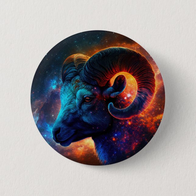 Aries Zodiac Star Sign – No Text  Button (Front)