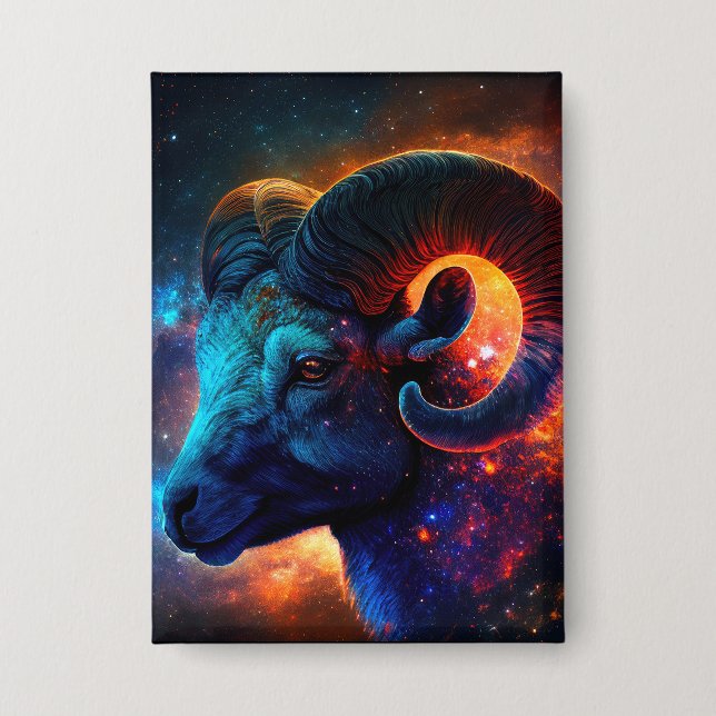 Aries Zodiac Star Sign – Rectangle Button (Front)