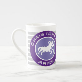 Aries Zodiac Star Sign with Owner's Name Bone China Mug