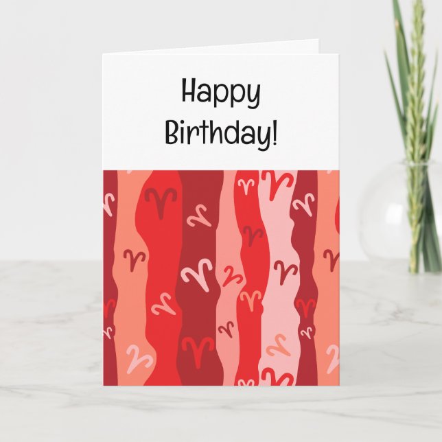 Aries Zodiac Stripes Birthday Card (Front)