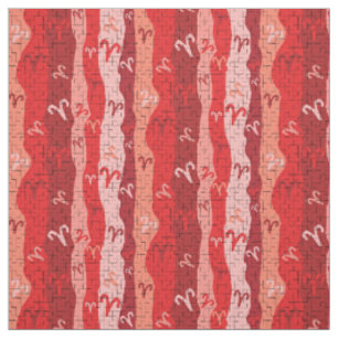 Aries Zodiac Stripes Broken Tiles Fabric