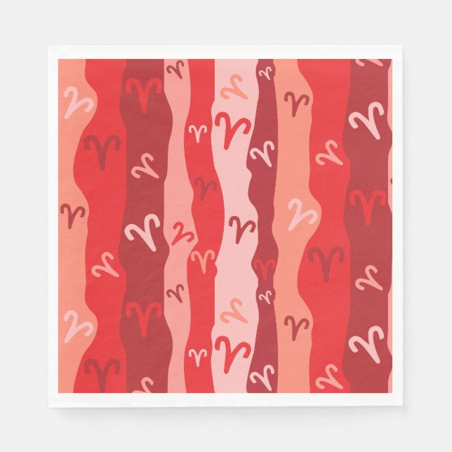 Aries Zodiac Stripes Napkins (Front)