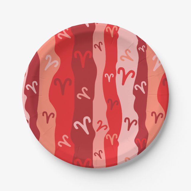 Aries Zodiac Stripes Paper Plates (Front)