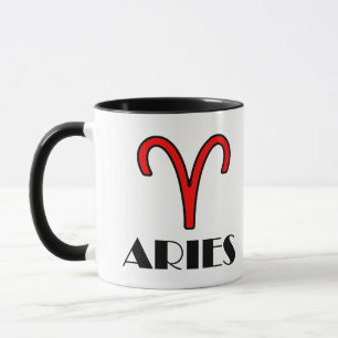 Aries Zodiac Symbol 11 oz. com Designer Mug in Red