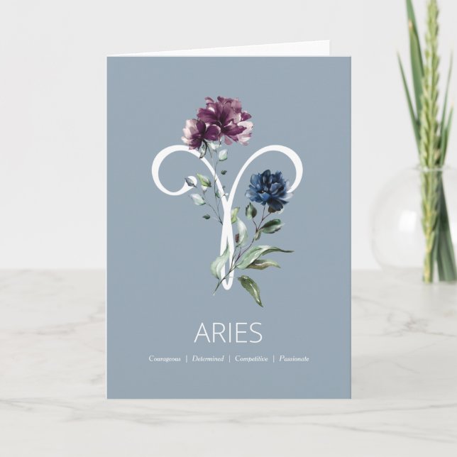 Aries Zodiac Symbol Birthday Card (Front)