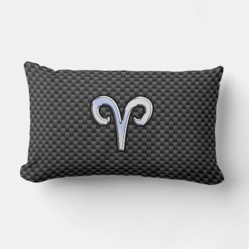 Aries Zodiac Symbol Black Carbon Fiber Decor Lumbar Pillow