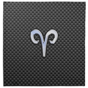 Aries Zodiac Symbol Black Carbon Fiber Decor Napkin