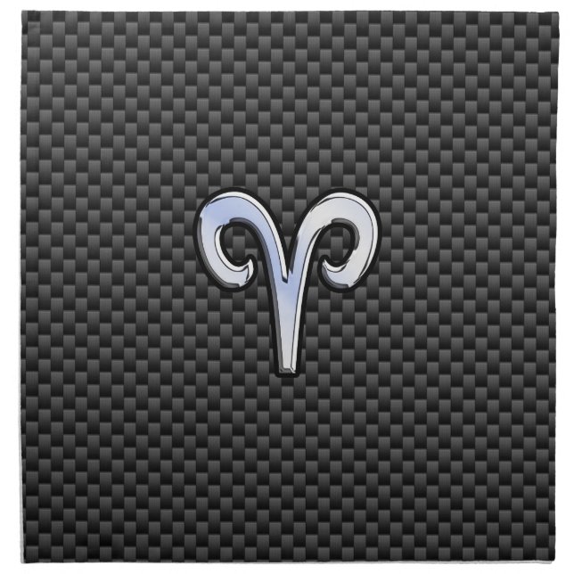 Aries Zodiac Symbol Black Carbon Fiber Decor Napkin (Front)