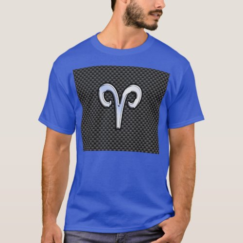 Aries Zodiac Symbol Black Carbon Fiber Decor T_Shirt