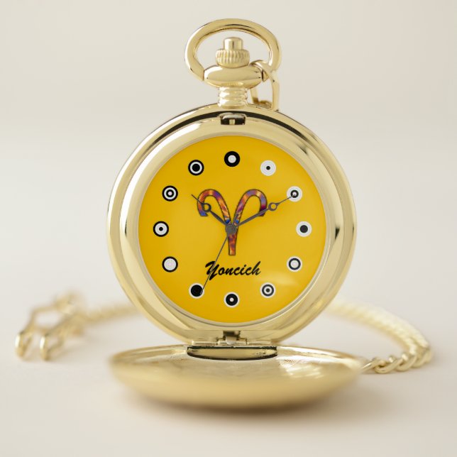 Aries Zodiac Symbol Element (Bf) by K Yoncich Pocket Watch (Inside)