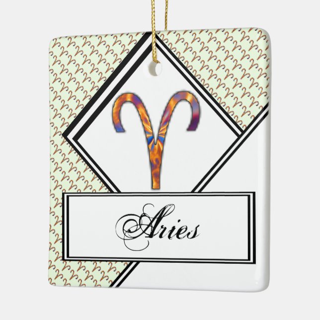 Aries Zodiac Symbol Element by Kenneth Yoncich Ceramic Ornament (Left)