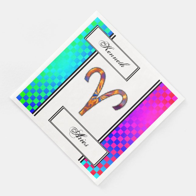 Aries Zodiac Symbol Element by Kenneth Yoncich Paper Dinner Napkins (Corner)