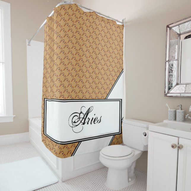 Aries Zodiac Symbol Element by Kenneth Yoncich Shower Curtain (In Situ)