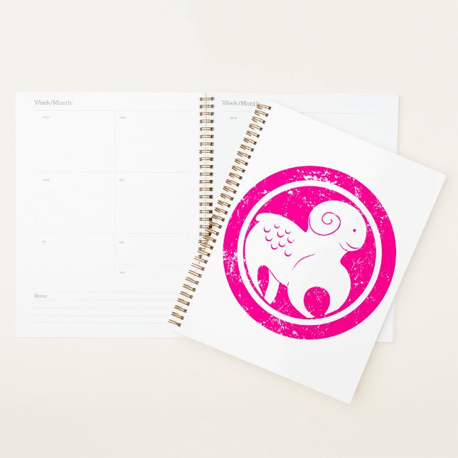Aries Zodiac Symbol Grunge Pink Ram Astrology Planner (Creator Uploaded)
