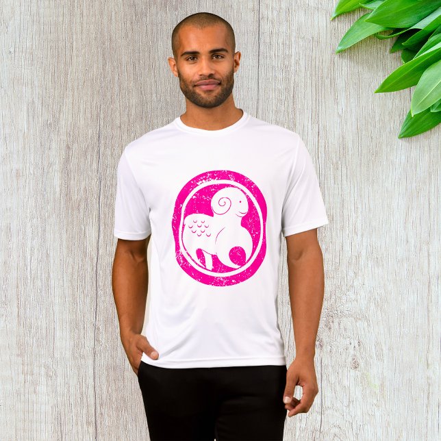 Aries Zodiac Symbol Grunge Pink Ram Astrology T-Shirt (Creator Uploaded)
