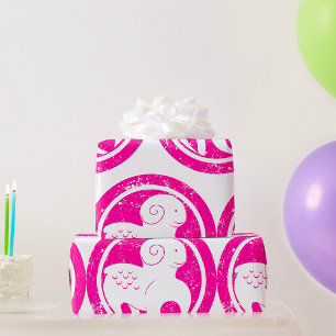 Aries Zodiac Symbol Grunge Pink Ram Astrology Wrapping Paper