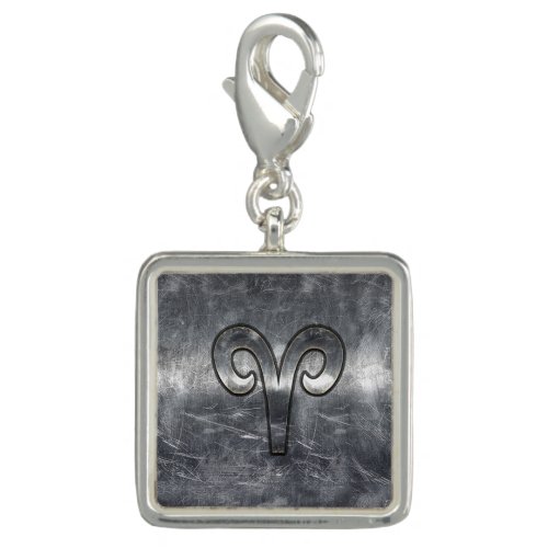 Aries Zodiac Symbol in Grunge Distressed Style Charm