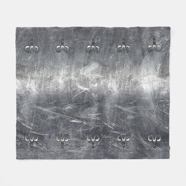 Aries Zodiac Symbol in Grunge Distressed Style Fleece Blanket (Front (Horizontal))