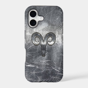 Aries Zodiac Symbol in Grunge Distressed Style iPhone 17 Case