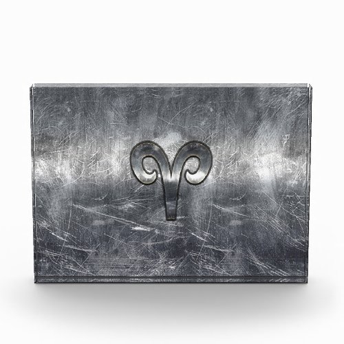 Aries Zodiac Symbol in Silver Distressed Style Award