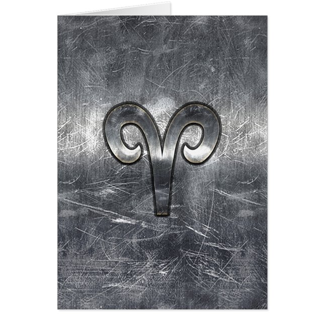 Aries Zodiac Symbol in Silver Distressed Style Cards (Front)