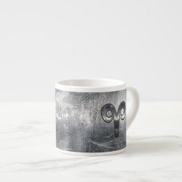 Aries Zodiac Symbol in Silver Distressed Style Espresso Cup