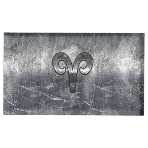 Aries Zodiac Symbol in Silver Steel Style Table Number Holder