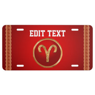 Aries Zodiac Symbol License Plate
