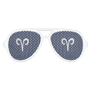 Aries Zodiac Symbol Navy Blue Carbon Fiber Style Aviator Sunglasses