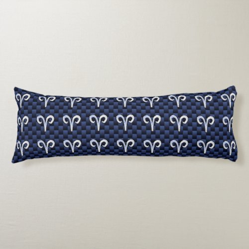 Aries Zodiac Symbol Navy Blue Carbon Fiber Style Body Pillow