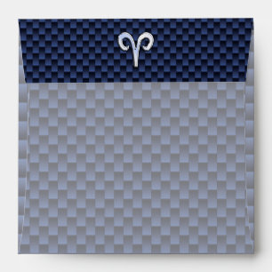 Aries Zodiac Symbol Navy Blue Carbon Fiber Style Envelope