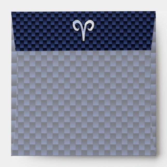 Aries Zodiac Symbol Navy Blue Carbon Fiber Style Envelope (Back (Top Flap))
