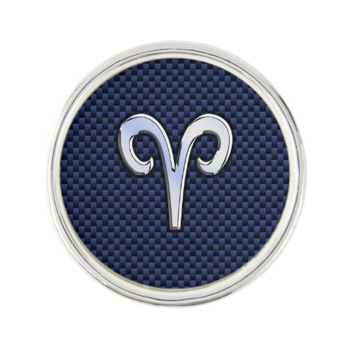 Aries Zodiac Symbol Navy Blue Carbon Fiber Style Pin