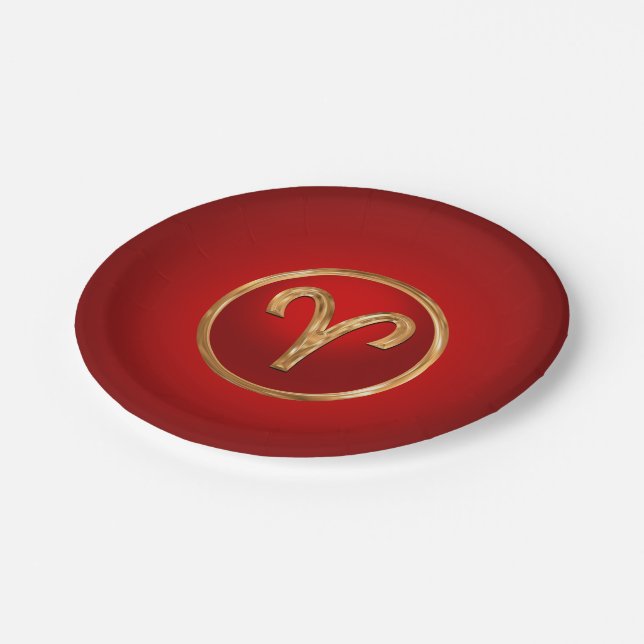 Aries Zodiac Symbol Paper Plates (Angled)