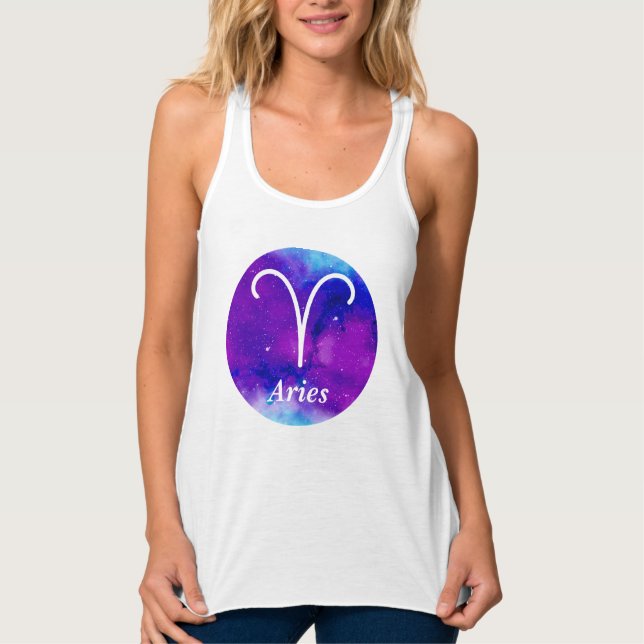 Aries Zodiac Symbol Space Nebula Tank Top (Front)