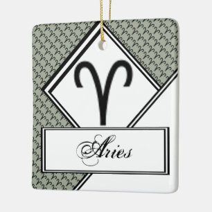Aries Zodiac Symbol Standard by Kenneth Yoncich Ceramic Ornament