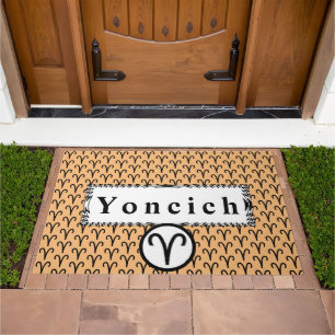 Aries Zodiac Symbol Standard by Kenneth Yoncich Doormat