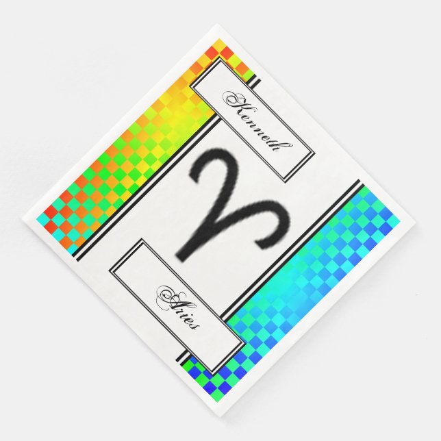 Aries Zodiac Symbol Standard by Kenneth Yoncich Paper Dinner Napkins (Corner)