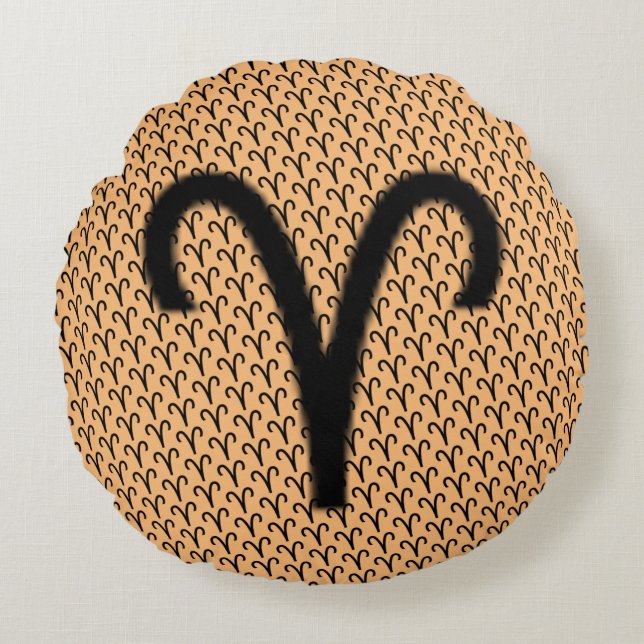 Aries Zodiac Symbol Standard by Kenneth Yoncich Round Pillow (Front)