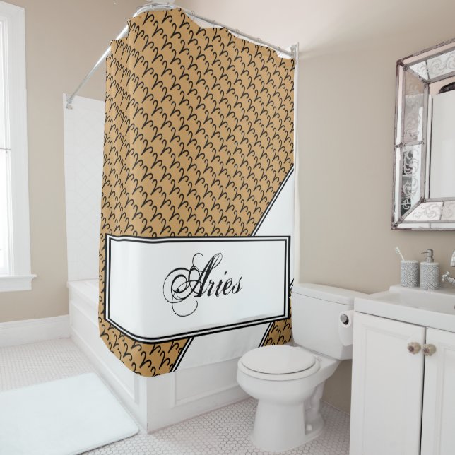 Aries Zodiac Symbol Standard by Kenneth Yoncich Shower Curtain (In Situ)