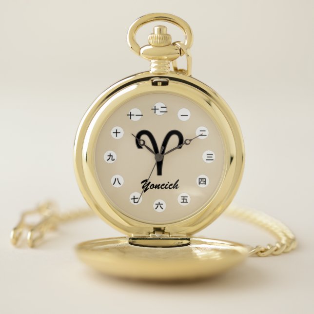 Aries Zodiac Symbol Standard(CHN/JPf)by K Yoncich Pocket Watch (Inside)