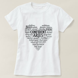 Aries Zodiac T-Shirt for Women Word Cloud Design