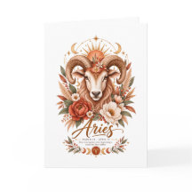 Aries Zodiac Terracotta Botanical Astrology