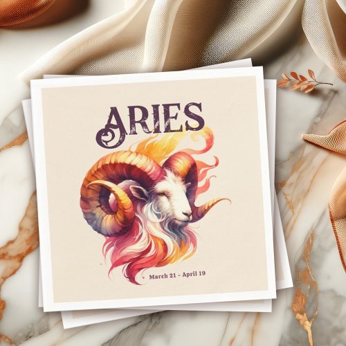 Aries Zodiac Themed Birthday Party Napkins
