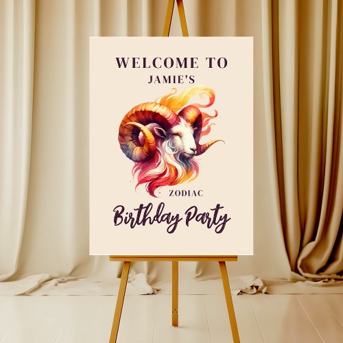 Aries Zodiac Themed Birthday Party Welcome Sign