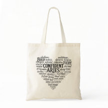 Aries Zodiac Tote Bag | Word Cloud Design