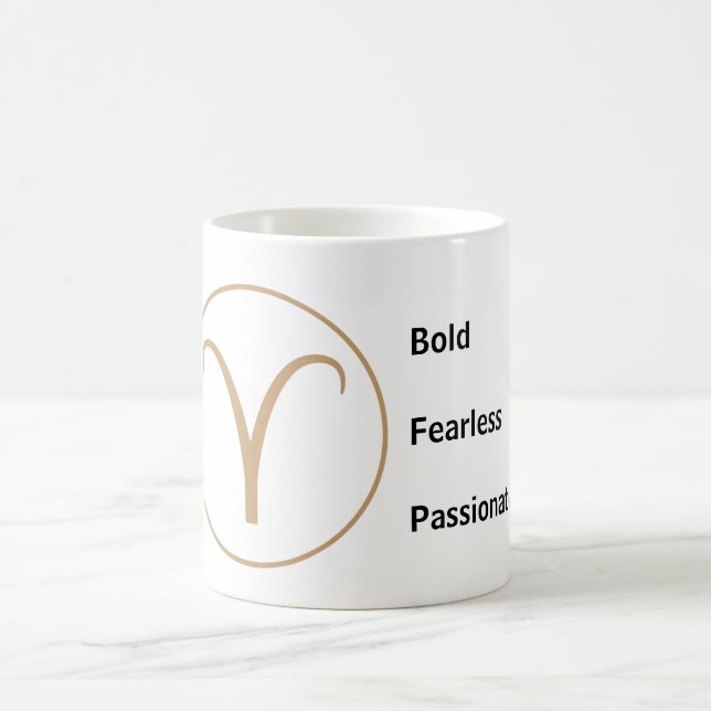 Aries Zodiac Traits Bold Fearless Passionate Coffee Mug (Center)